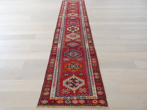 Vintage Hand Knotted Anatolian Turkish Hallway Runner Size: 373 x 87cm - Rugs Direct