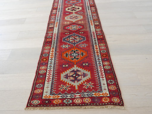 Vintage Hand Knotted Anatolian Turkish Hallway Runner Size: 373 x 87cm - Rugs Direct