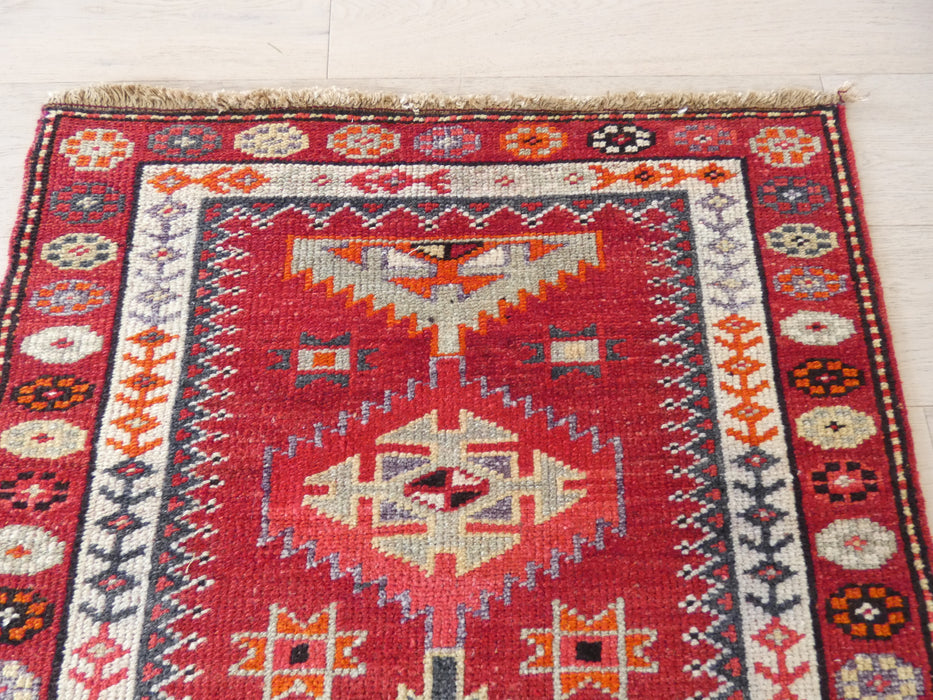 Vintage Hand Knotted Anatolian Turkish Hallway Runner Size: 373 x 87cm - Rugs Direct