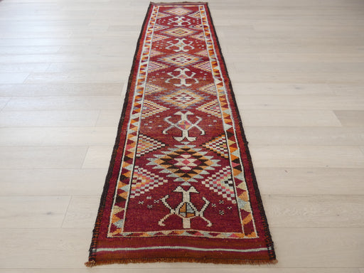 Vintage Hand Knotted Anatolian Turkish Hallway Runner Size: 368 x 96cm - Rugs Direct