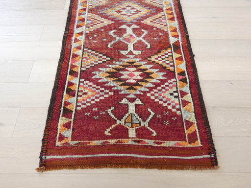 Vintage Hand Knotted Anatolian Turkish Hallway Runner Size: 368 x 96cm - Rugs Direct