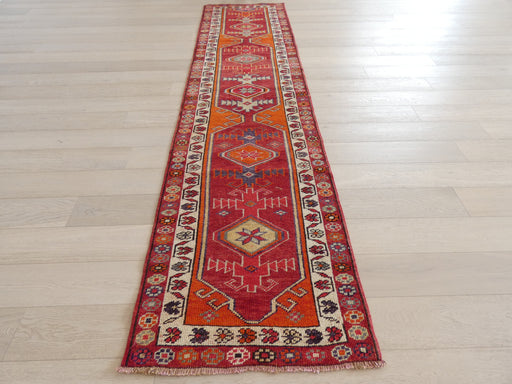 Vintage Hand Knotted Anatolian Turkish Hallway Runner Size: 365 x 90cm - Rugs Direct