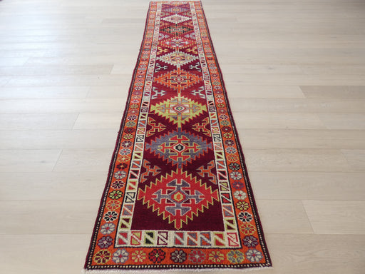 Vintage Hand Knotted Anatolian Turkish Hallway Runner Size: 396 x 84cm - Rugs Direct