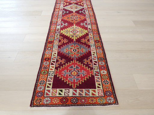 Vintage Hand Knotted Anatolian Turkish Hallway Runner Size: 396 x 84cm - Rugs Direct