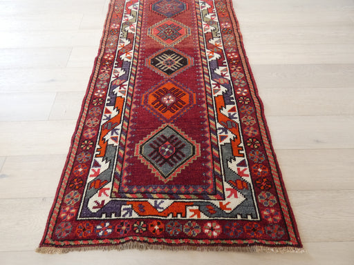 Vintage Hand Knotted Anatolian Turkish Hallway Runner Size: 408 x 92cm - Rugs Direct