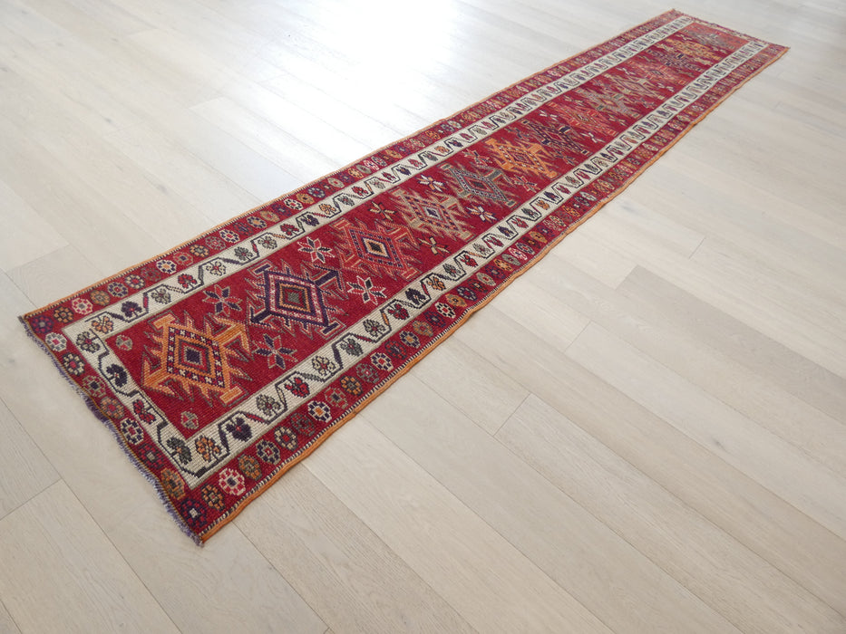 Vintage Hand Knotted Anatolian Turkish Hallway Runner Size: 468 x 88cm - Rugs Direct