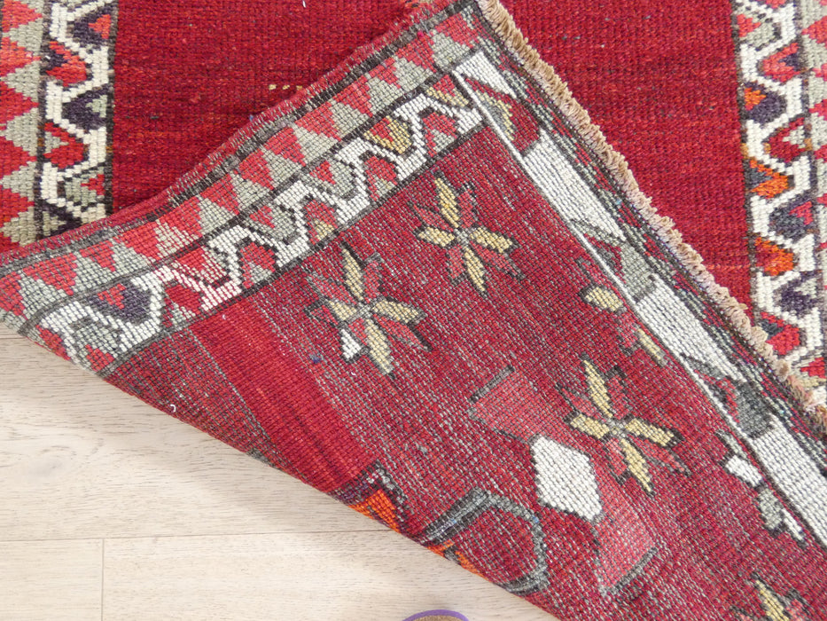 Vintage Hand Knotted Anatolian Turkish Hallway Runner Size: 380 x 89cm - Rugs Direct