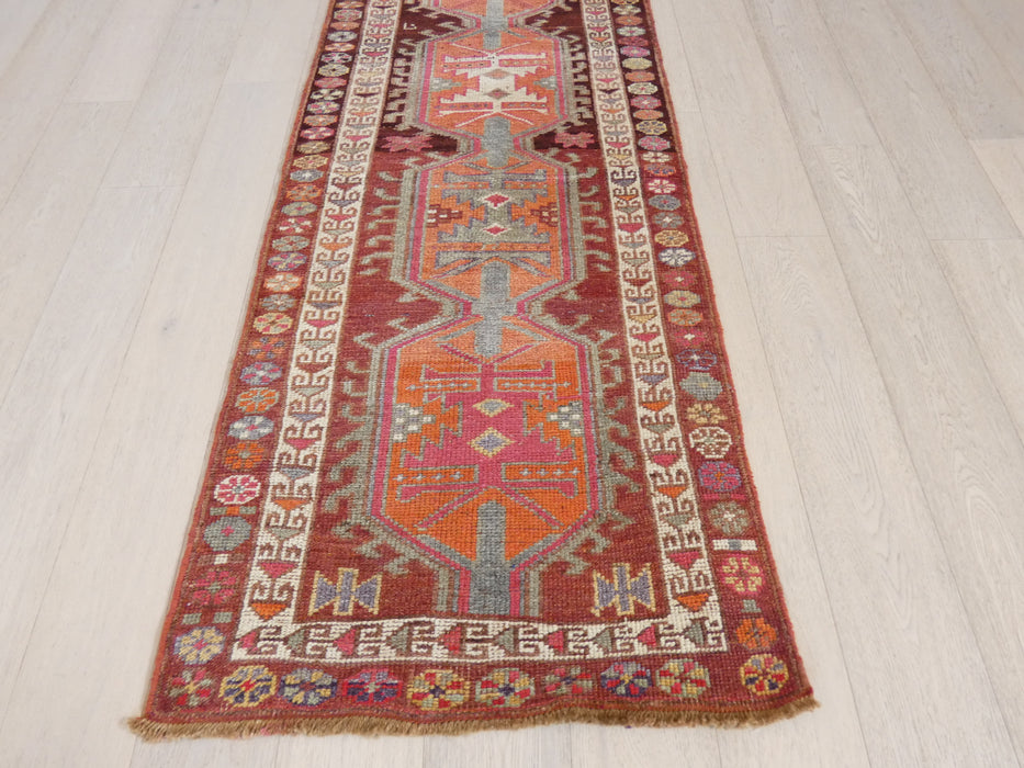 Vintage Hand Knotted Anatolian Turkish Hallway Runner Size: 420 x 86cm - Rugs Direct