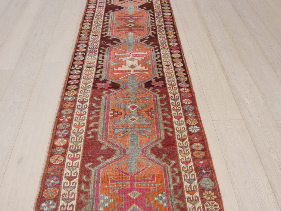Vintage Hand Knotted Anatolian Turkish Hallway Runner Size: 420 x 86cm - Rugs Direct