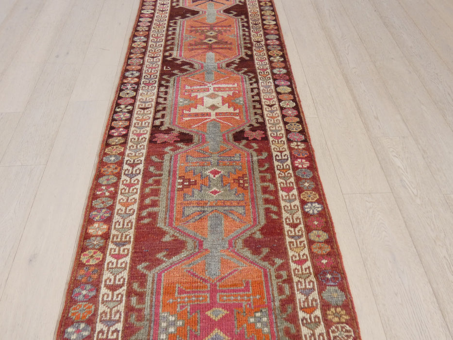 Vintage Hand Knotted Anatolian Turkish Hallway Runner Size: 420 x 86cm - Rugs Direct