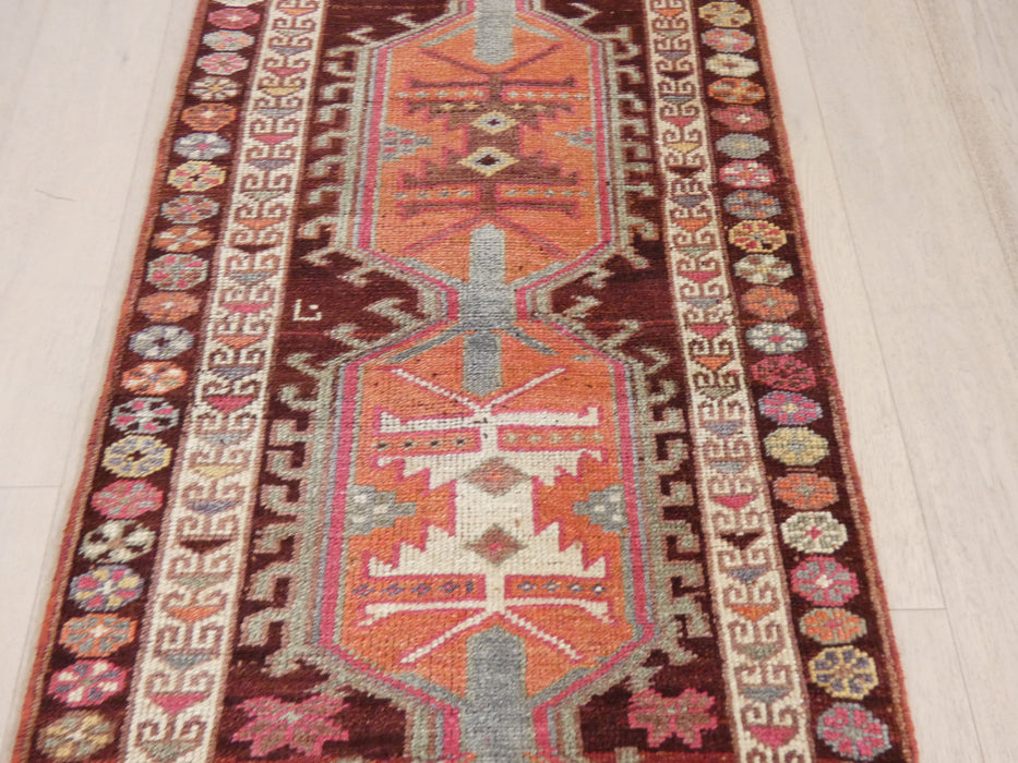 Vintage Hand Knotted Anatolian Turkish Hallway Runner Size: 420 x 86cm - Rugs Direct