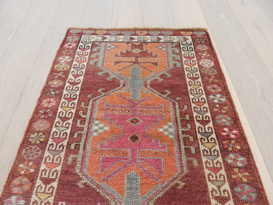 Vintage Hand Knotted Anatolian Turkish Hallway Runner Size: 420 x 86cm - Rugs Direct