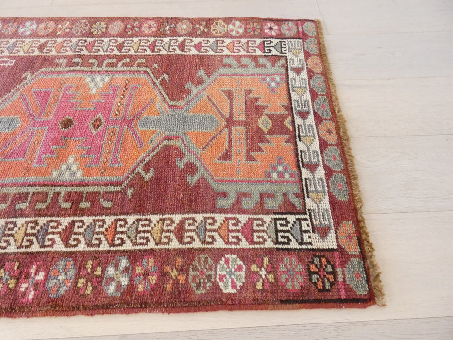 Vintage Hand Knotted Anatolian Turkish Hallway Runner Size: 420 x 86cm - Rugs Direct