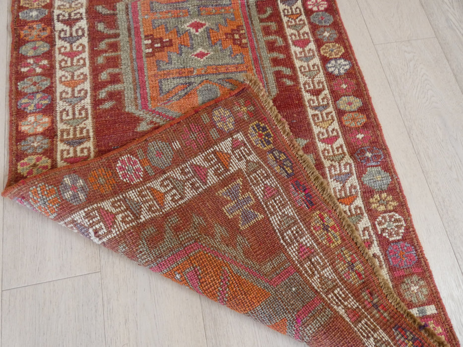 Vintage Hand Knotted Anatolian Turkish Hallway Runner Size: 420 x 86cm - Rugs Direct