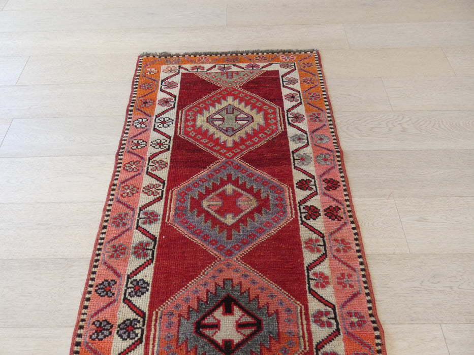 Vintage Hand Knotted Anatolian Turkish Hallway Runner Size: 434 x 85cm - Rugs Direct