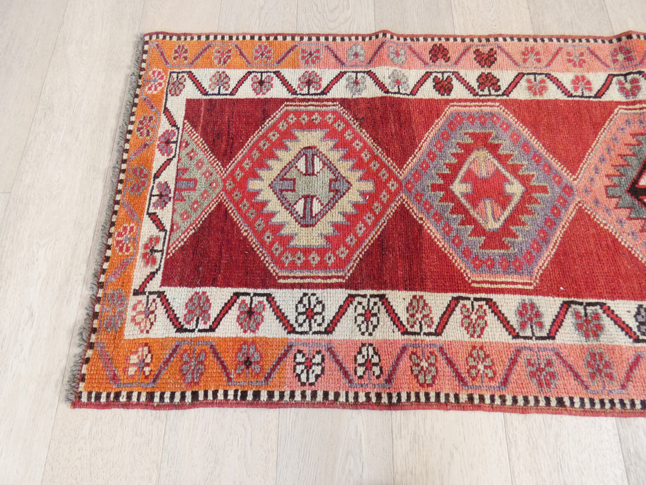 Vintage Hand Knotted Anatolian Turkish Hallway Runner Size: 434 x 85cm - Rugs Direct