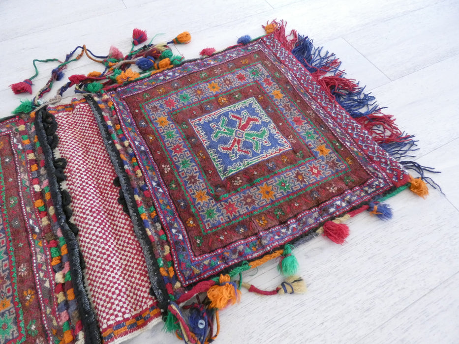 Vintage Hand Made Afghan Saddle Bag Size: 105cm x 49cm - Rugs Direct