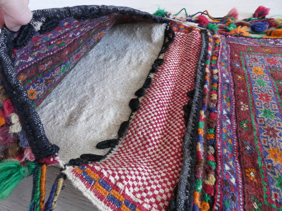 Vintage Hand Made Afghan Saddle Bag Size: 105cm x 49cm - Rugs Direct