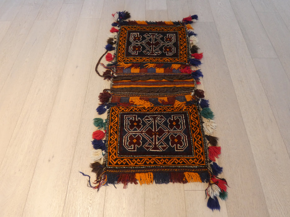 Vintage Hand Made Afghan Saddle Bag Size: 123cm x 53cm - Rugs Direct