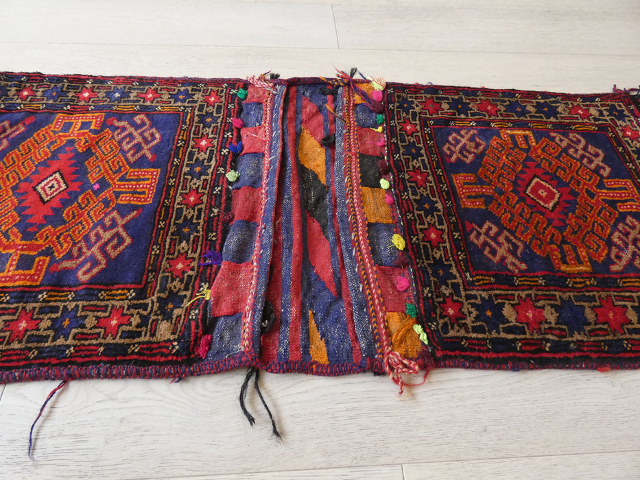 Vintage Hand Made Afghan Saddle Bag Size: 124cm x 53cm - Rugs Direct