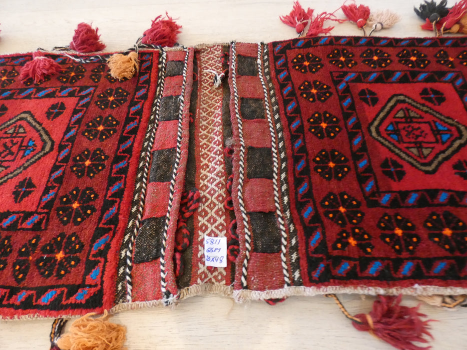 Vintage Hand Made Afghan Saddle Bag Size: 120cm x 48cm - Rugs Direct