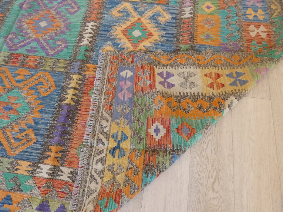 Afghan Handmade Oversized Choubi Kilim Rug Size: 345 x 495cm - Rugs Direct