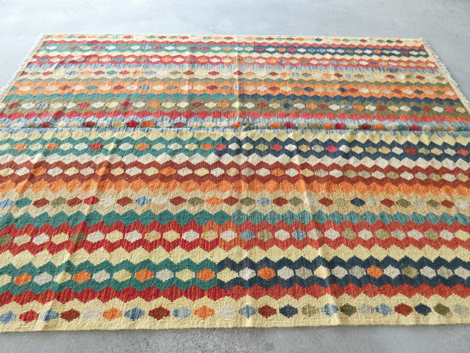 Afghan Hand Made Choubi Kilim Rug Size: 285 x 204cm - Rugs Direct