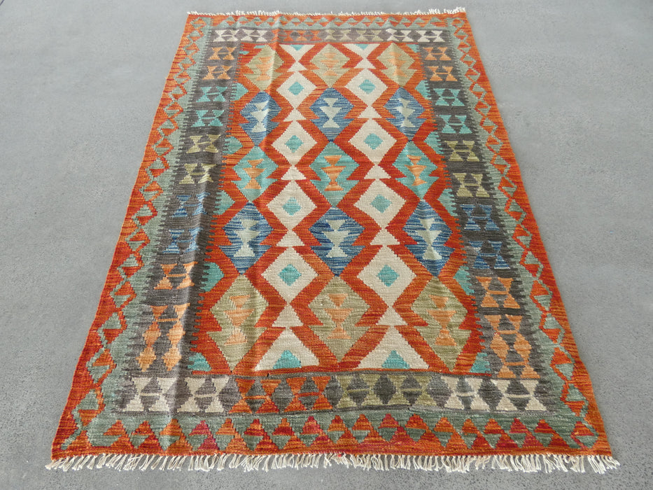 Afghan Hand Made Choubi Kilim Rug Size: 186 x 134cm - Rugs Direct
