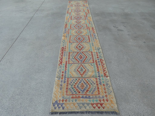 Afghan Hand Made Choubi Kilim Runner Size: 396 x 73cm - Rugs Direct