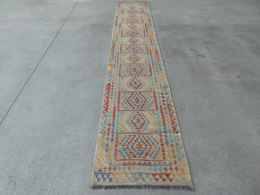 Afghan Hand Made Choubi Kilim Runner Size: 396 x 73cm - Rugs Direct