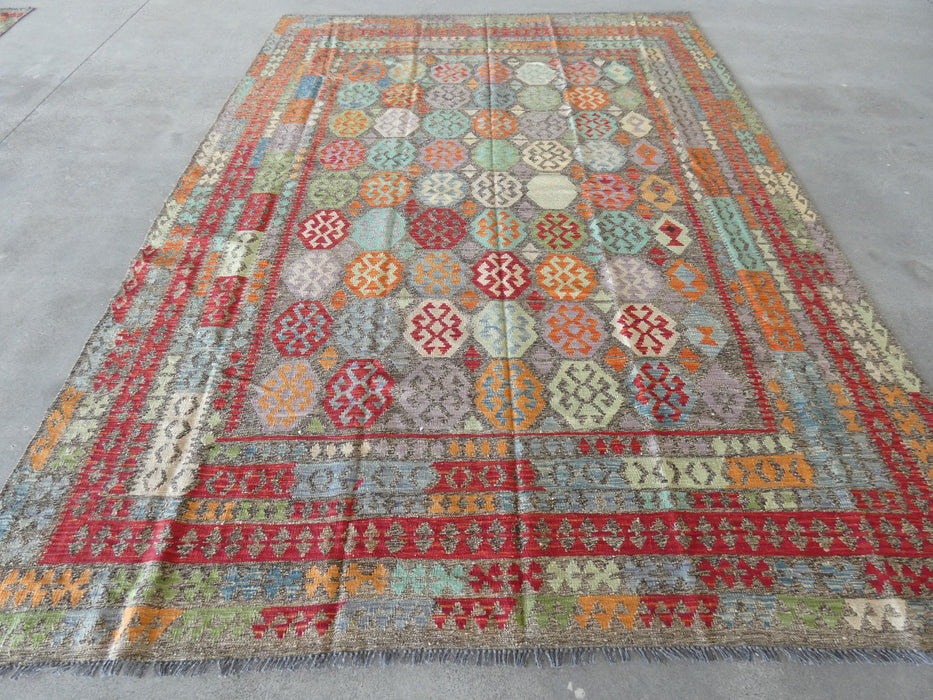 Afghan Hand Made Choubi Kilim Rug Size: 352 x 258cm - Rugs Direct