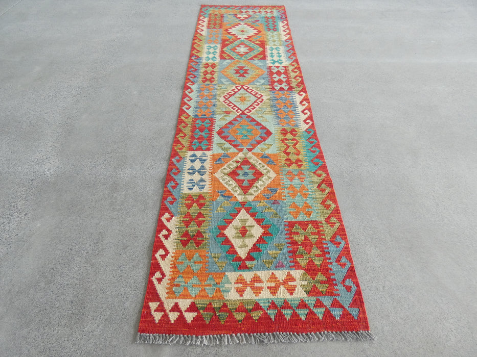 Afghan Hand Made Choubi Kilim Runner Size: 296 x 88cm - Rugs Direct