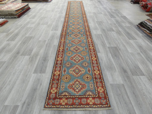 Afghan Hand Knotted Kazak Hallway Runner Size: 583 x 83cm - Rugs Direct