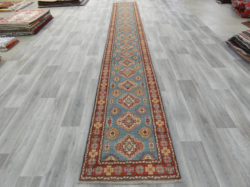 Afghan Hand Knotted Kazak Hallway Runner Size: 583 x 83cm - Rugs Direct