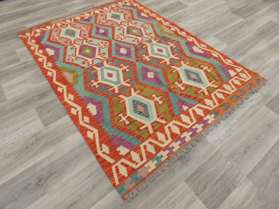 Afghan Hand Made Choubi Kilim Rug Size: 195 x 144cm - Rugs Direct