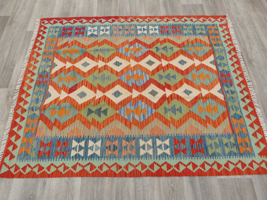 Afghan Hand Made Choubi Kilim Rug Size: 165 x 132cm - Rugs Direct