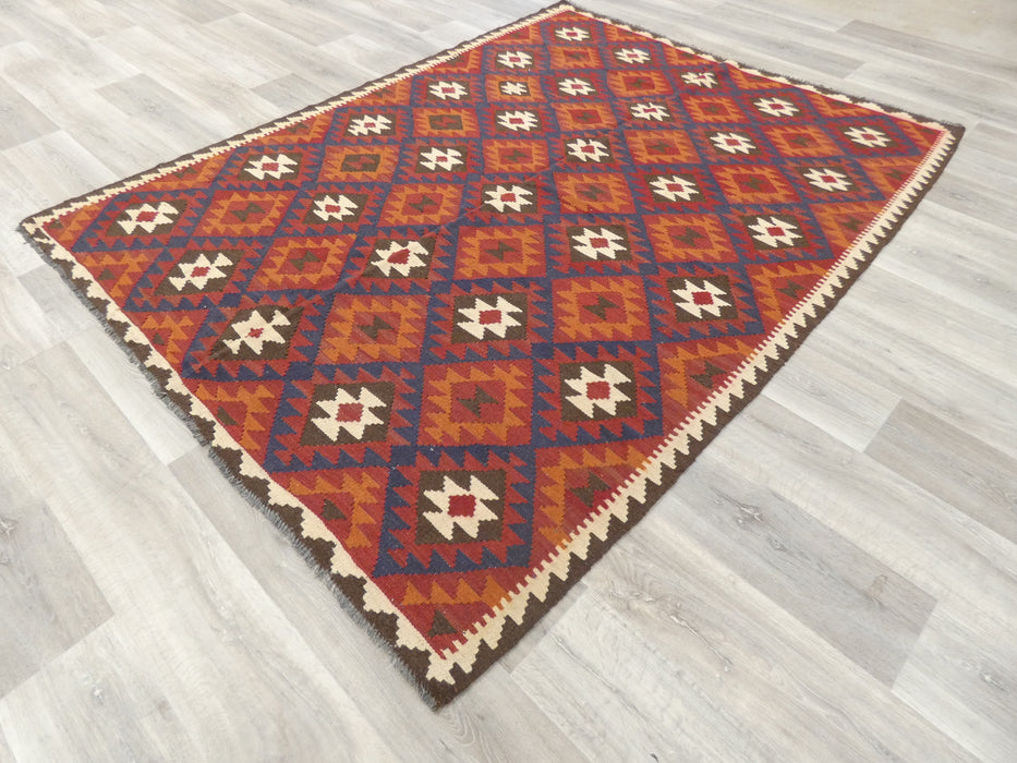 Hand Made Afghan Uzbek Kilim Rug Size: 236 x 183cm - Rugs Direct