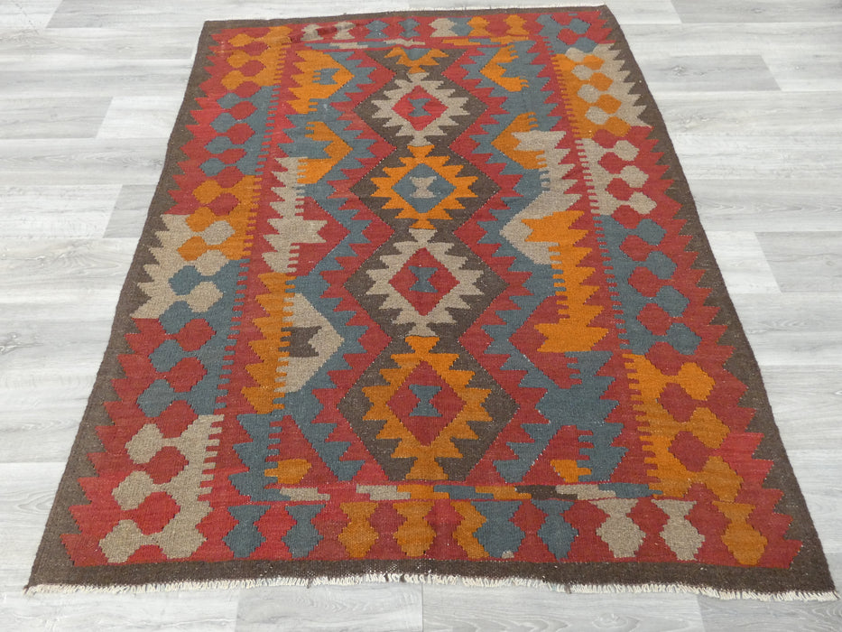 Hand Made Afghan Uzbek Kilim Rug Size: 192 x 155cm - Rugs Direct