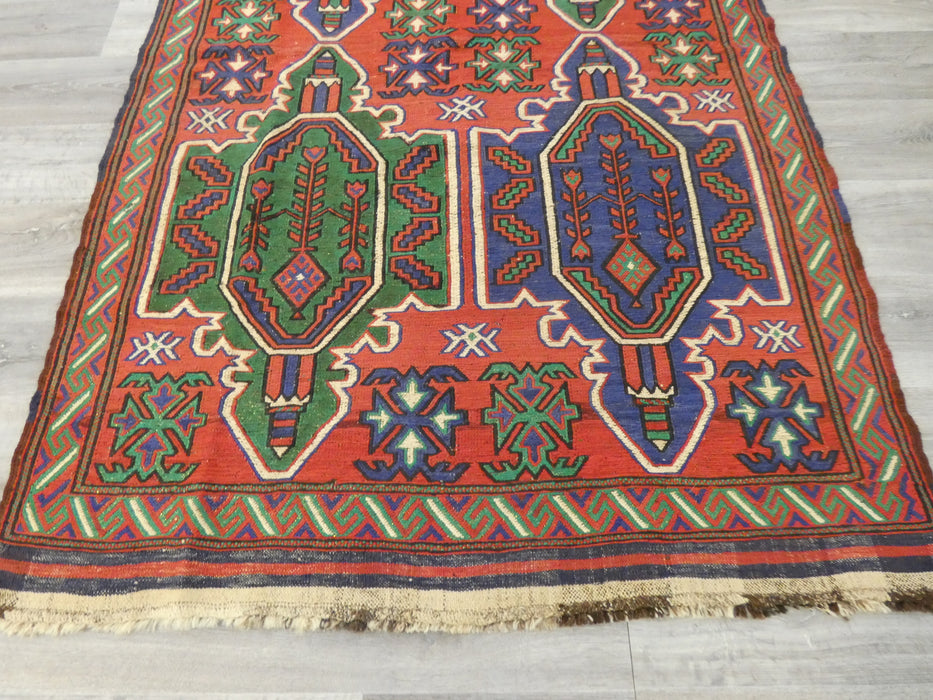 Stunning Handmade Afghan Design Saghari Kilim Rug 100% Wool Size: 207 x 134cm - Rugs Direct