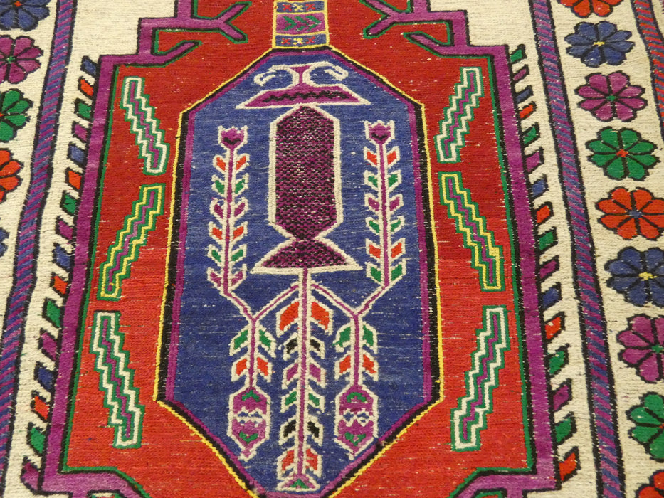 Stunning Handmade Afghan Design Saghari Kilim Rug 100% Wool Size: 154 x 90cm - Rugs Direct