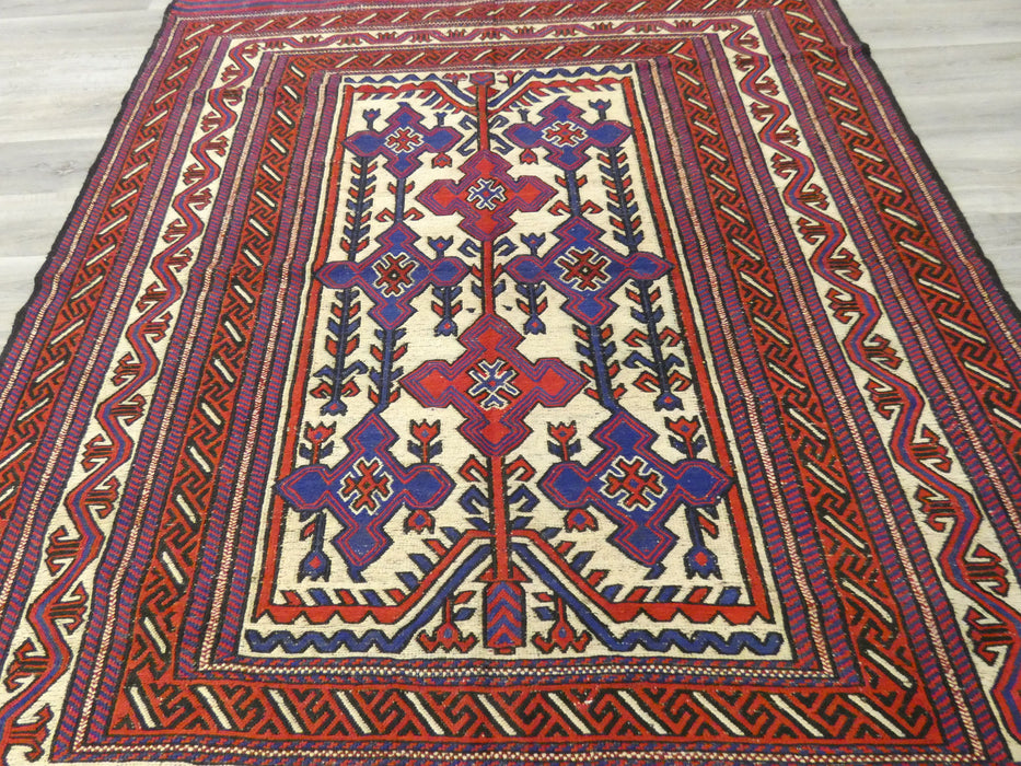 Stunning Handmade Afghan Design Saghari Kilim Rug 100% Wool Size: 274 x 195cm - Rugs Direct
