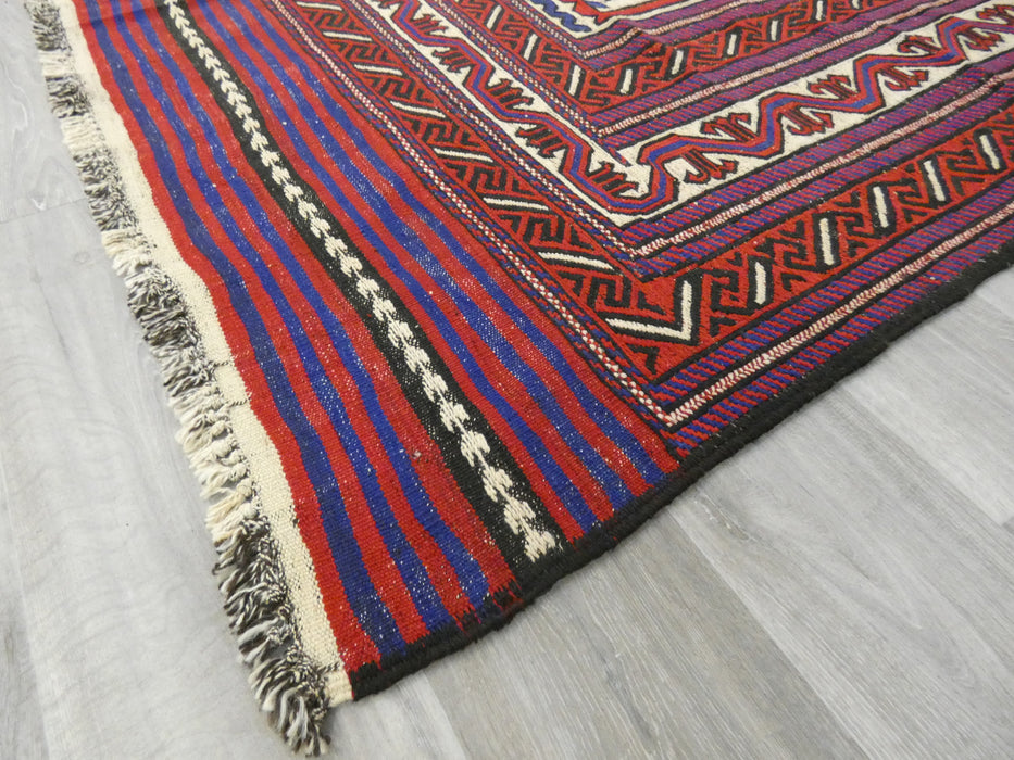 Stunning Handmade Afghan Design Saghari Kilim Rug 100% Wool Size: 274 x 195cm - Rugs Direct