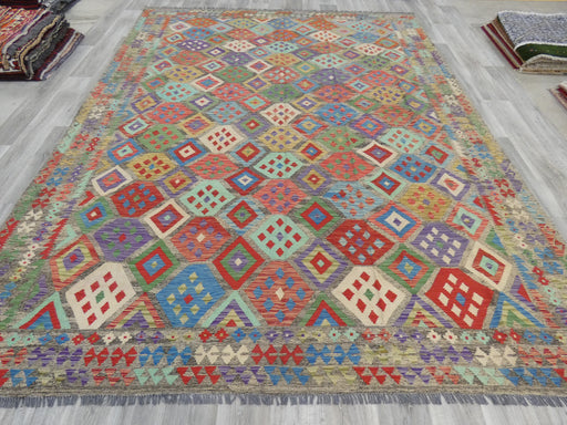 Afghan Hand Made Choubi Kilim Rug Size: 394 x 303cm - Rugs Direct