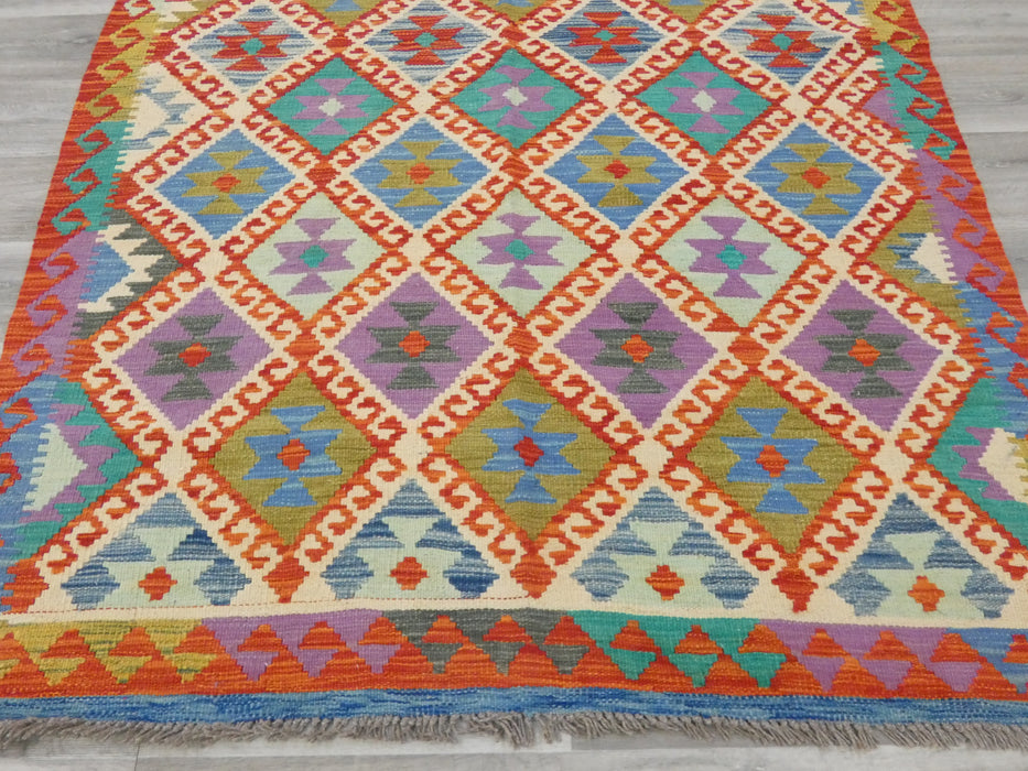 Afghan Hand Made Choubi Kilim Rug Size: 242 x 158cm - Rugs Direct