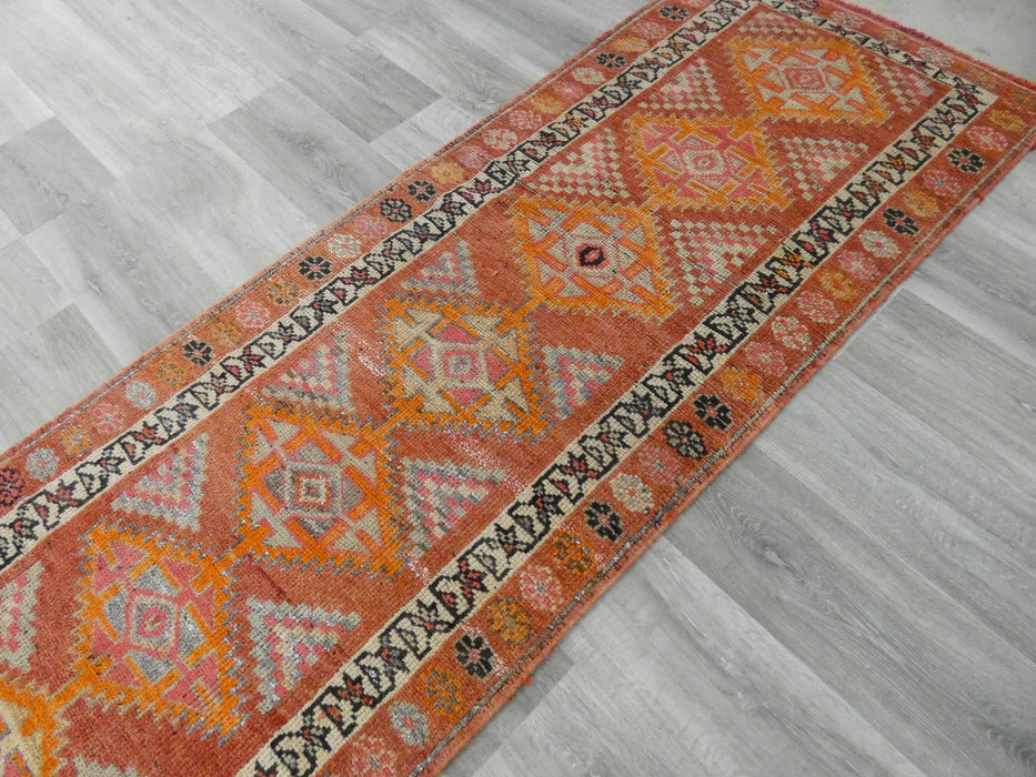 Vintage Hand Knotted Anatolian Turkish Hallway Runner Size: 374 x 80cm - Rugs Direct