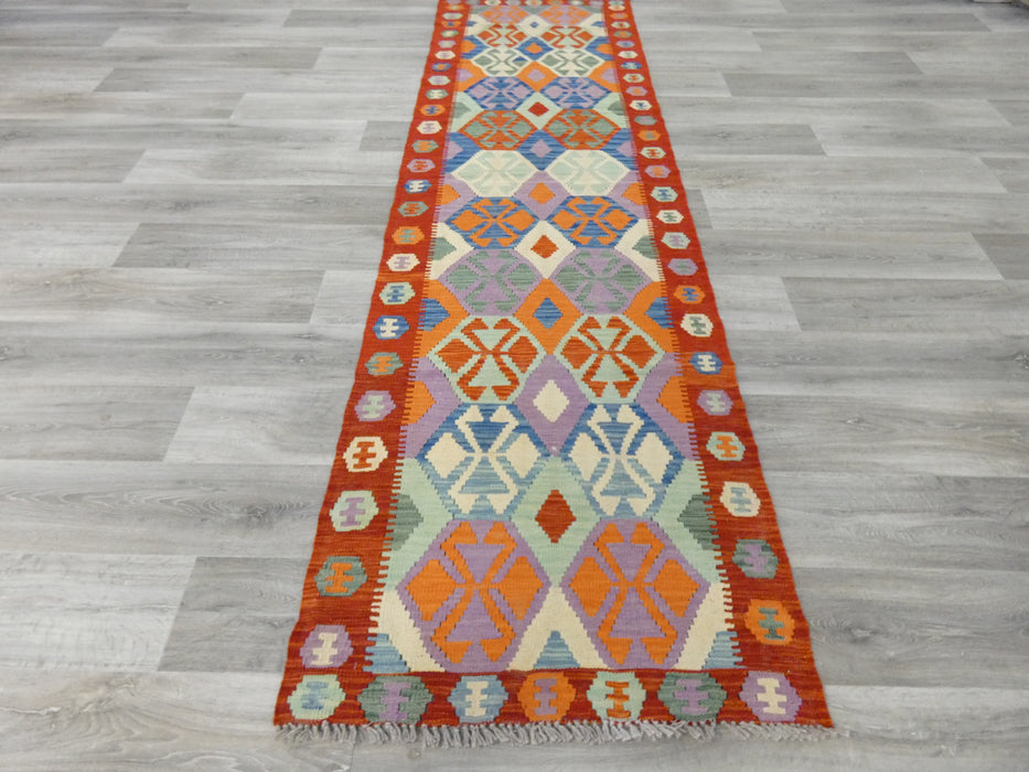 Afghan Hand Made Choubi Kilim Runner Size: 300 x 83cm - Rugs Direct