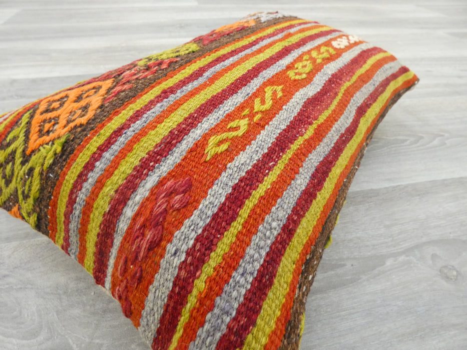 Turkish Hand Made Vintage Kilim Lumbar Pillow - Rugs Direct
