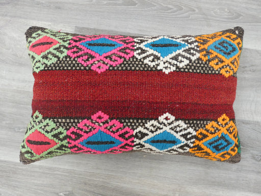 Turkish Hand Made Vintage Kilim Lumbar Pillow - Rugs Direct