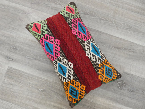 Turkish Hand Made Vintage Kilim Lumbar Pillow - Rugs Direct