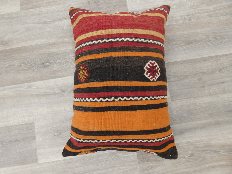 Turkish Hand Made Vintage Kilim Large Lumbar Pillow Size: 50 x 70cm - Rugs Direct
